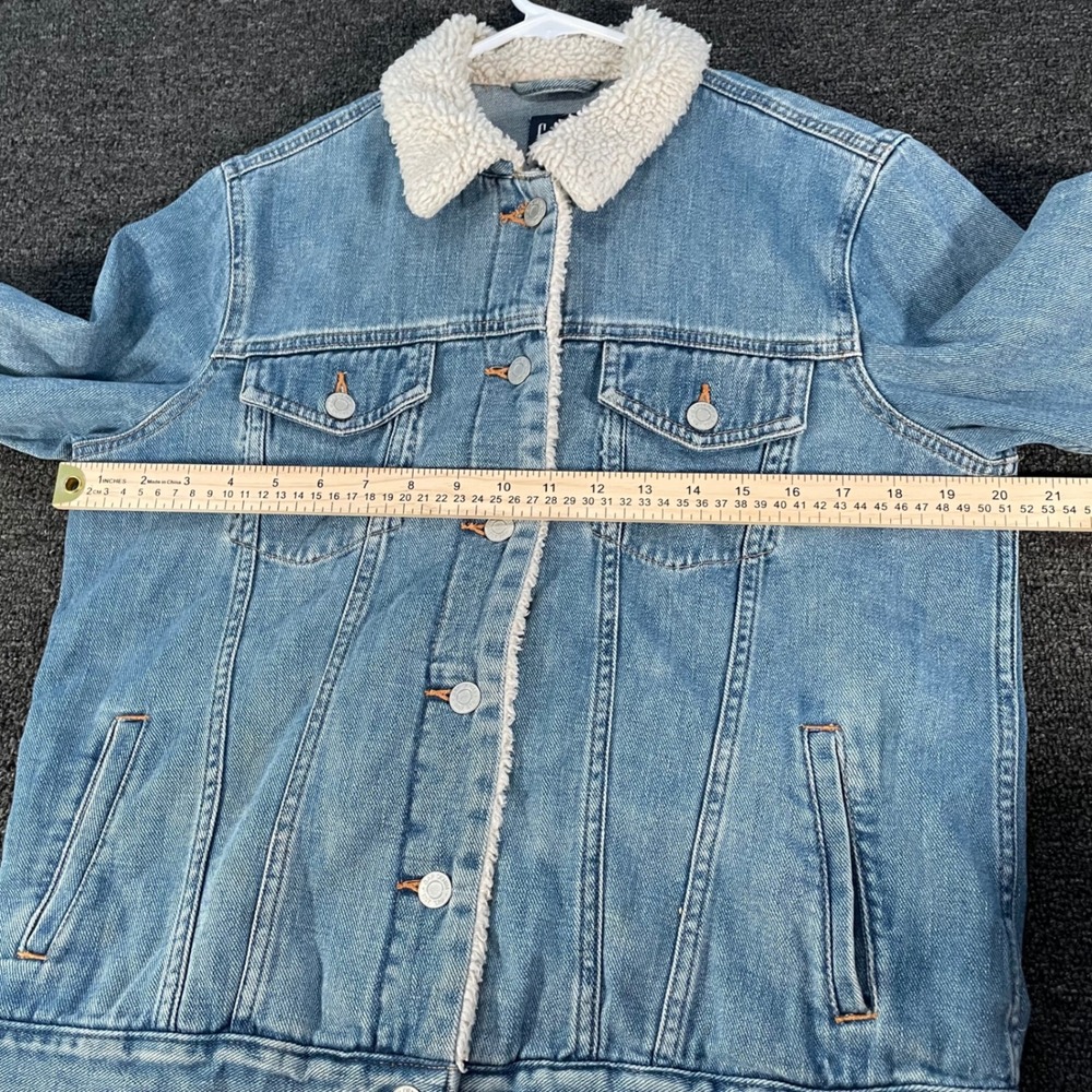Gap Icon Denim Jacket Womens L Blue Exc Sherpa Collar Medium Wash 366191-00 - Picture 2 of 8